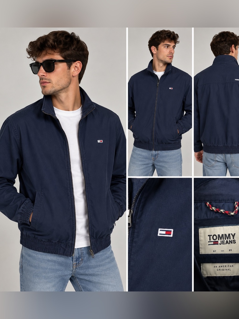 Tommy Hilfiger Navy Bomber Jacket Sz XL/L Cotton
